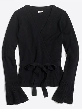 J. Crew Bell-sleeve Wrap Sweater with Tie Waist, size Large